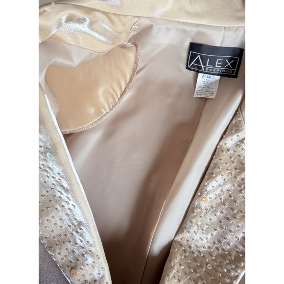 Alex Evenings Champagne Gold Beaded Formal Mother of the Bride Dress Jacket Set - Picture 10 of 16